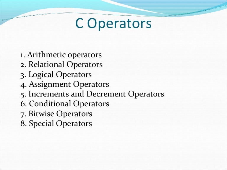 Types Of Operators Types Of Operators